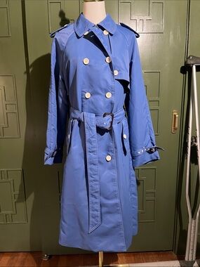 J. Crew Women's Cornflower Blue Double-Breasted Trench Coat